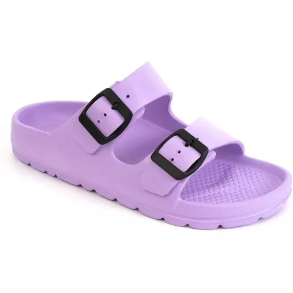 FUNKYMONKEY Women's Comfort Slides Double Buckle Adjustable EVA Flat Sandals