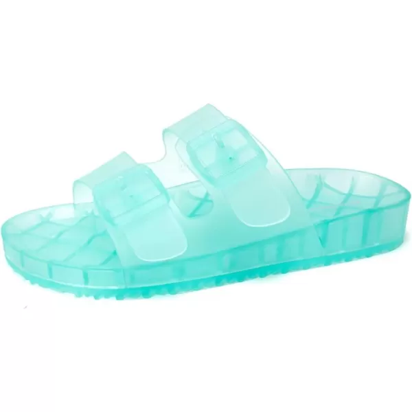 FUNKYMONKEY Women's Comfort Slides Double Buckle Adjustable EVA Flat Sandals