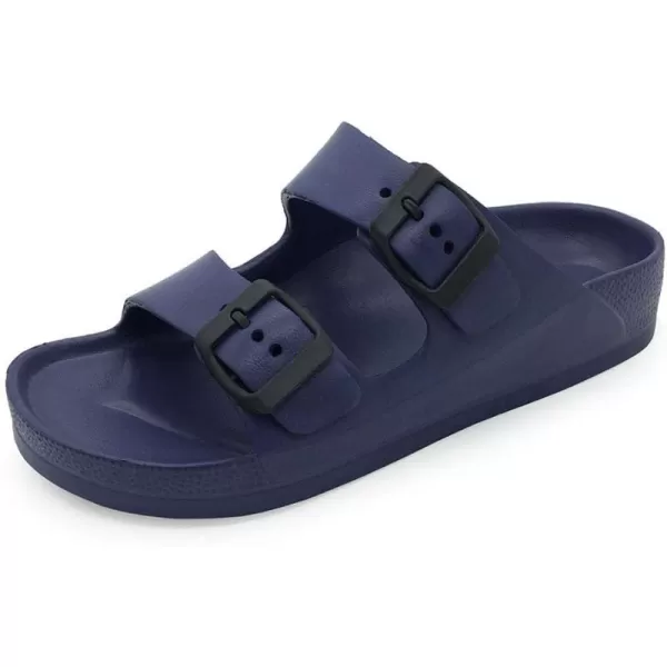 FUNKYMONKEY Women's Comfort Slides Double Buckle Adjustable EVA Flat Sandals