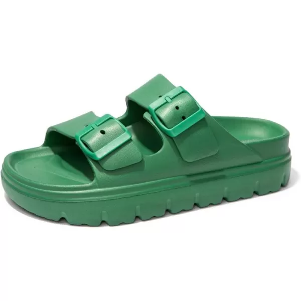 FUNKYMONKEY Women's Comfort Slides Double Buckle Adjustable EVA Flat Sandals