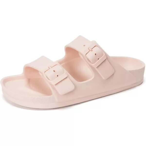 FUNKYMONKEY Women's Comfort Slides Double Buckle Adjustable EVA Flat Sandals
