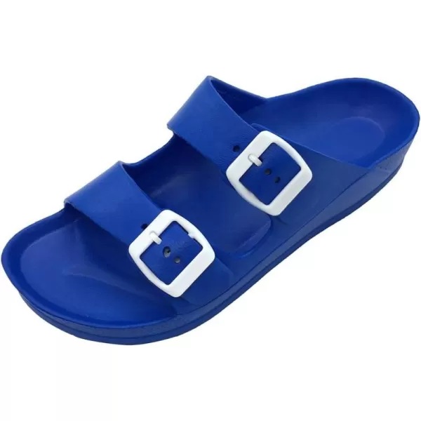 FUNKYMONKEY Women's Comfort Slides Double Buckle Adjustable EVA Flat Sandals