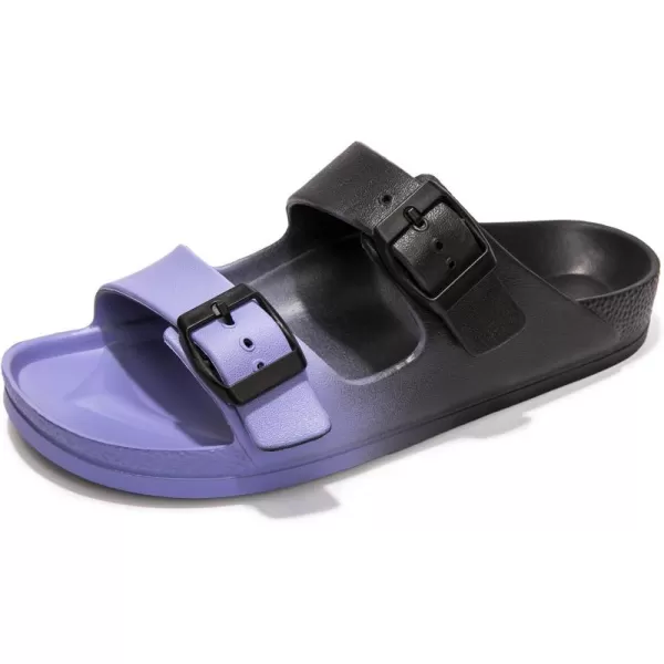 FUNKYMONKEY Women's Comfort Slides Double Buckle Adjustable EVA Flat Sandals