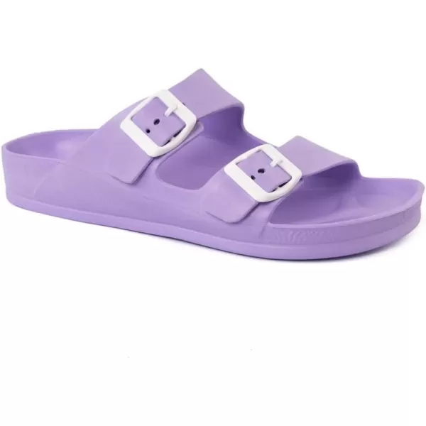 FUNKYMONKEY Women's Comfort Slides Double Buckle Adjustable EVA Flat Sandals