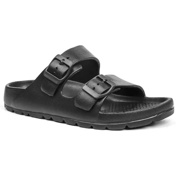 FUNKYMONKEY Women's Comfort Slides Double Buckle Adjustable EVA Flat Sandals