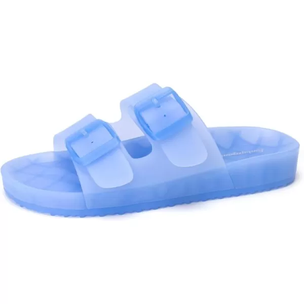 FUNKYMONKEY Women's Comfort Slides Double Buckle Adjustable EVA Flat Sandals