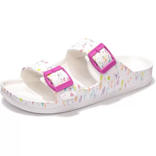 FUNKYMONKEY Women's Comfort Slides Double Buckle Adjustable EVA Flat Sandals
