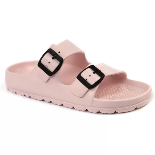 FUNKYMONKEY Women's Comfort Slides Double Buckle Adjustable EVA Flat Sandals