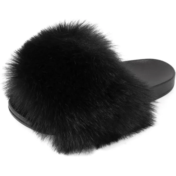 FUNKYMONKEY Women's Slides Faux Fur Cute Slip On Fuzzy Slippers Comfort Flat Sandals
