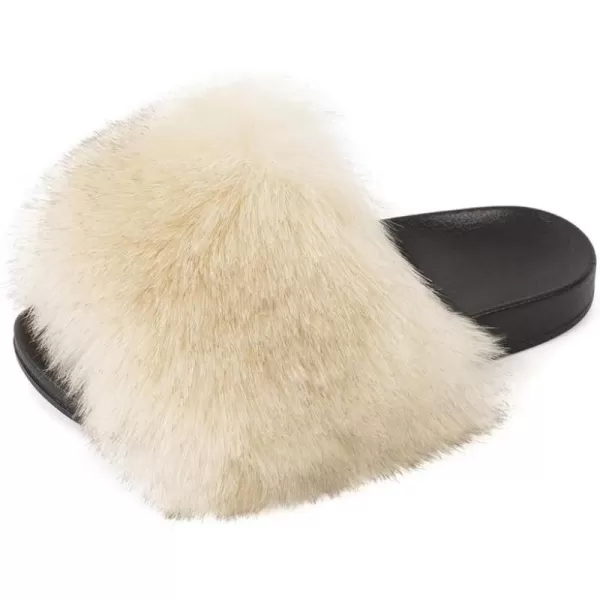 FUNKYMONKEY Women's Slides Faux Fur Cute Slip On Fuzzy Slippers Comfort Flat Sandals