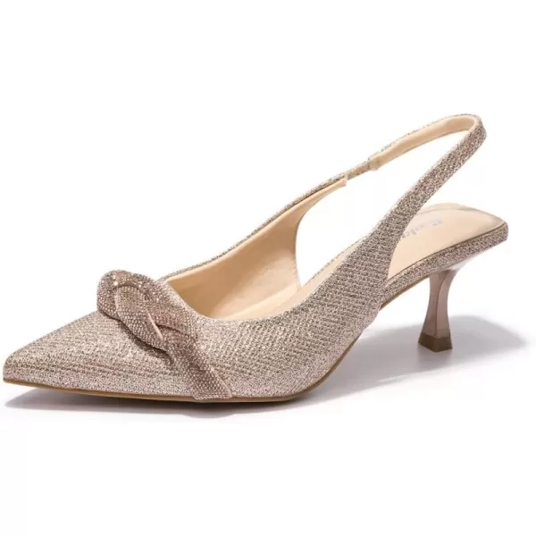 FUNKYMONKEY Women's Slingback Pumps Shoes, Elastic Strap Pointed Toe Kitten Heel Dress Wedding Party Shoes