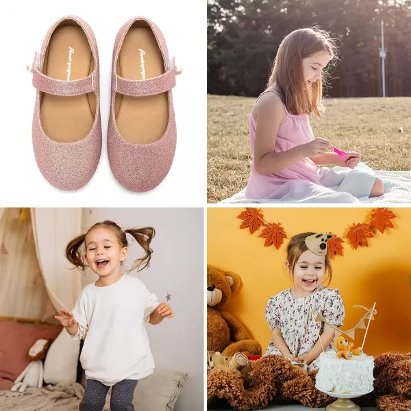 FUNKYMONKEY Toddler/Little Girl Mary Jane Dress Shoes Casual Slip on Ballet Flat