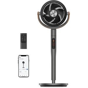 imageDreo Fan For Bedroom Standing Fan for Home 120105 Smart Oscillating Pedestal Fans with WiFiVoice Control 100ft Quiet Circulator Fan DC Motor 6 Modes 8 Speeds 3743 Adjustable HeightGrey