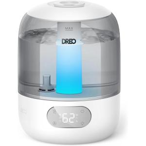 imageDreo Humidifiers for Bedroom 3L Cool Mist Ultrasonic Humidifier with Easy Top Fill ampamp Clean 30H ampamp 26dB Quiet Runtime Humidity Sensor Night Light for Baby Nursery Plants ampamp Home 360 Nozzle WhiteGrey