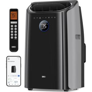 imageDreo Portable Air Conditioners 12000 BTU AC Unit for Bedroom with Drainagefree Cooling 46dB Quiet APPVoiceRemote 24h Timer with Fan ampamp Dehumidifier Smart Air Conditioner for Room IndoorsBlack