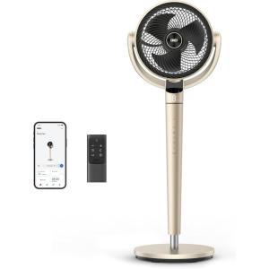 imageDreo oscillating fan for bedroom150120 OmniDirectional Quiet Floor Fans with Smart Control 110ft Pedestal Fan with DC Motor 9 Speeds 6 Modes 43 Inches 12H Timer WiFiVoiceAlexaGold