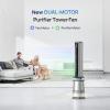 imageDreo Air Purifier Tower Fan 45quot 2in1 Smart Fan for Bedroom 27fts Velocity 120Oscillation 24H Timer Bladeless Fans for Home 25dB Low Noise Standing Fan Works with Alexa MC710S Silver BlueSilver Blue