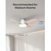 imageDreo Ceiling Fans with Lights 12 Speeds ampamp 3 Fan Modes Quiet DC Motor Low Profile Easy to Install Flush Mount Smart Ceiling Fan with Dimmable LED 12H Timer for Bedroom Remote White 44White