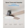 imageDreo Ceiling Fans with Lights and Remote Control 44 inch Low Profile Ceiling Fan Flush Mount Reversible 5CCT 6Level Dimmable 6 Speeds Ceiling Fan for Bedroom Quiet Easy to Install TimerWhite