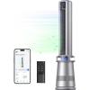 imageDreo Air Purifier Tower Fan 45quot 2in1 Smart Fan for Bedroom 27fts Velocity 120Oscillation 24H Timer Bladeless Fans for Home 25dB Low Noise Standing Fan Works with Alexa MC710S Silver BlueSilver Blue