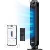 imageDreo Tower Fan for Bedroom 25fts Smart Standing Fans 90 Oscillating Floor Fan with 4 Modes 4 Speeds 8H Timer 28dB Bladeless Remote 28 dB Works with WiFi Voice ControlBlack