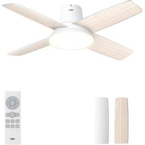 imageDreo Ceiling Fans with Lights and Remote Control 44 inch Low Profile Ceiling Fan Flush Mount Reversible 5CCT 6Level Dimmable 6 Speeds Ceiling Fan for Bedroom Quiet Easy to Install TimerWhite
