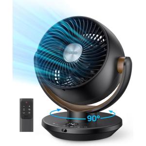 imageDreo Fan for Bedroom Desk Air Circulator Fan with Remote 11 Inch Table Fans for Whole Room 60ft Powerful Airflow 120 Vertical Manual 90 Oscillating Fan 4 Speeds 8H Timer Quiet Fan HomeBlack