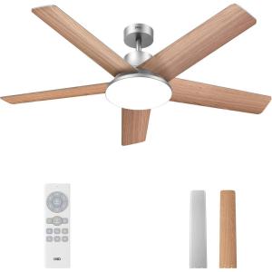 imageDreo Smart Ceiling Fan with Lights 52 Inch 12 Speeds ampamp 3 Fan Modes Stepless Color Tones Dimmable LED Light 12H Timer Quiet DC Motor RemoteAPPAlexa Control White Ceiling Fans IndoorSilver