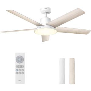imageDreo Smart Ceiling Fan with Lights 52 Inch 12 Speeds ampamp 3 Fan Modes Stepless Color Tones Dimmable LED Light 12H Timer Quiet DC Motor RemoteAPPAlexa Control White Ceiling Fans IndoorWhite