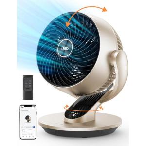 imageDreo Smart Desk Fan for Bedroom 13quot H Whole Room Air Circulator Fan 120 Vertical Manual 90 Oscillating Fan with VoiceGoogleAlexa 70 ft 4 Speeds 5 Modes 12H Timer Table Fan for Office HomeGold