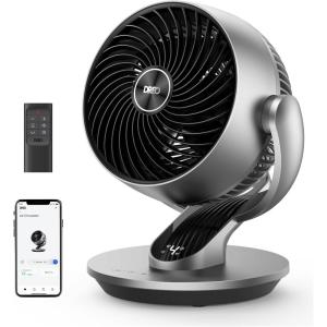 imageDreo Smart Fan for Bedroom120 Vertical and 90 Oscillating Fan with RemoteVoice 13 Inch Height Quiet Air Circulator for Whole Room 70 ft 4 Speeds 5 Modes 12H Timer Desk Fans for Home OfficeSilver