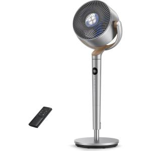 imageDreo Standing Fan 120120Omnidirectional Oscillating Fan For Bedroom 80 ft Circulator With Remote DC Motor Quiet Pedestal Fans Adjustable Height 8 Speeds 3 Modes 8H Timer Home PolyFan 502pedestal