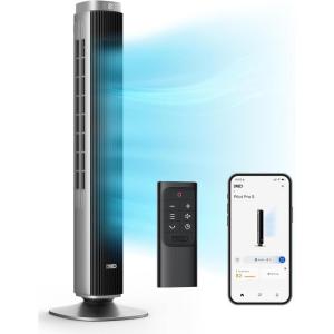 imageDreo Tower Fan for Bedroom Smart Bladeless Fan with 12 Speeds 4 Modes DC Motor 27fts Velocity 90 Oscillating 12H Timer 42quot Floor Standing Fans for Home Living Room 25dB Quiet Pilot Pro SSilver