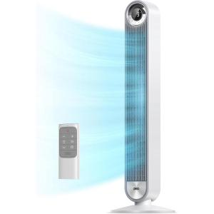 imageDreo Tower Fan for Bedroom Upgrated DC 9 Speeds UtralQuiet Floor Fan 90 Oscillating Fans for Indoors with 26fts Velocity 12H Timer Standing Fans Bladeless Fan Powerful for Home Office RoomWhite