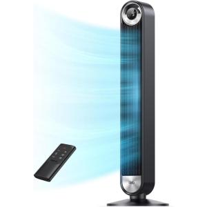 imageDreo Tower Fan for Bedroom Upgrated DC 9 Speeds UtralQuiet Floor Fan 90 Oscillating Fans for Indoors with 26fts Velocity 12H Timer Standing Fans Bladeless Fan Powerful for Home Office RoomBlack