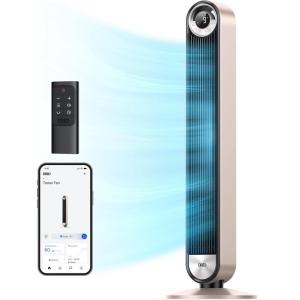 imageDreo Tower Fan for Bedroom Upgrated DC 9 Speeds UtralQuiet Floor Fan 90 Oscillating Fans for Indoors with 26fts Velocity 12H Timer Standing Fans Bladeless Fan Powerful for Home Office RoomStarlight