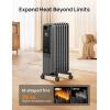 imageDreo Oil Filled Radiator Electric Radiant Heaters for indoor use Large Room with Remote Control Child Lock 4 Modes Overheat ampamp TipOver Protection 24h Timer Digital Thermostat Quiet 1500WSpace Grey