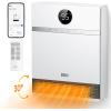 imageDreo Smart Wall Heater IP24 Electric PTC Space Heater for Indoor Use 30 Oscillation Adjustable Thermostat Remote Control Works with Alexa 24H Timer Easymounted Heater for Bedroom OfficeWhite