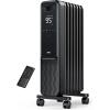 imageDreo Oil Filled Radiator Electric Radiant Heaters for indoor use Large Room with Remote Control Child Lock 4 Modes Overheat ampamp TipOver Protection 24h Timer Digital Thermostat Quiet 1500WBlack