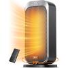 imageDreo Quiet Space Heaters for Indoor Use 1500W Electric Heater with Remote PTC Ceramic Heater with Thermostat 12H Timer 70 Oscillation Digital Display Fast Safety Room Heater for Bedroom OfficeSilver