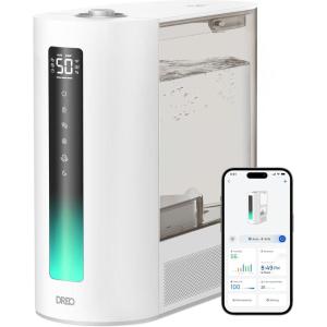 imageDreo 6L Humidifiers for Bedroom Smart Warm ampamp Cool Mist for Large Room 60Hr Quiet Runtime Ultrasonic Oil Diffuser for Baby Plant Humidity Sensor Indicator Light 12H Timer GoogleAlexa HM713SWhite