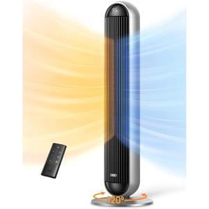 imageDreo Heater Fan 42quot Electric Heaters for Indoor Use with Thermostat 5 Heat ampamp 12 Fan Levels 120 Oscillation 12H Timer 25dB Quiet Ceramic Heater with Remote for Large Room SilverSilver