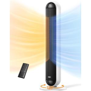 imageDreo Heater Fan 42quot Electric Heaters for Indoor Use with Thermostat 5 Heat ampamp 12 Fan Levels 120 Oscillation 12H Timer 25dB Quiet Ceramic Heater with Remote for Large Room SilverWhite