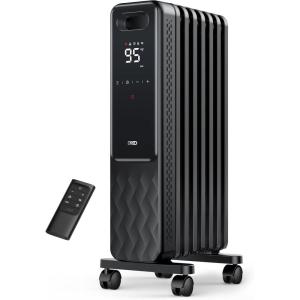 imageDreo Oil Filled Radiator Electric Radiant Heaters for indoor use Large Room with Remote Control Child Lock 4 Modes Overheat ampamp TipOver Protection 24h Timer Digital Thermostat Quiet 1500WBlack