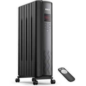 imageDreo Oil Filled Radiator Heater Electric Radiant Heater with Remote Control 4 Modes Overheat ampamp TipOver Protection 24h Timer Digital Thermostat Quiet Space Heater for Indoor Use Large RoomBlack