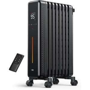 imageDreo Radiator Heater 8 Safety Protection Oil Filled Radiator Heater for Indoor Use 1500W Electric Heaters for Large Room 8 Fins with Remote 4 Modes Digital Thermostat 24H Timer QuietBlack