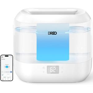 imageDreo Smart Humidifiers for Bedroom Top Fill 4L Cool Mist Humidifier with Nightlight 32H Runtime TouchAPPVoice Control Quiet Ultrasonic Humidifiers for Large Room Home Baby Plants OfficeWhite