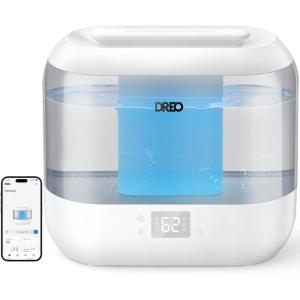 imageDreo Smart Humidifiers for Bedroom Top Fill 4L Cool Mist Humidifier with Nightlight 32H Runtime TouchAPPVoice Control Quiet Ultrasonic Humidifiers for Large Room Home Baby Plants OfficeGray