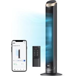 imageDreo Smart Tower Fan for Bedroom 26fts HighSpeed 40quot Standing Fan 5 Speeds 4 Modes Quiet 90 Bladeless Oscillating Fan with Remote 12H Timer Touch Control Work with Alexa SilverGold