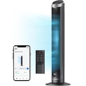 imageDreo Smart Tower Fan for Bedroom 26fts HighSpeed 40quot Standing Fan 5 Speeds 4 Modes Quiet 90 Bladeless Oscillating Fan with Remote 12H Timer Touch Control Work with Alexa SilverSilver
